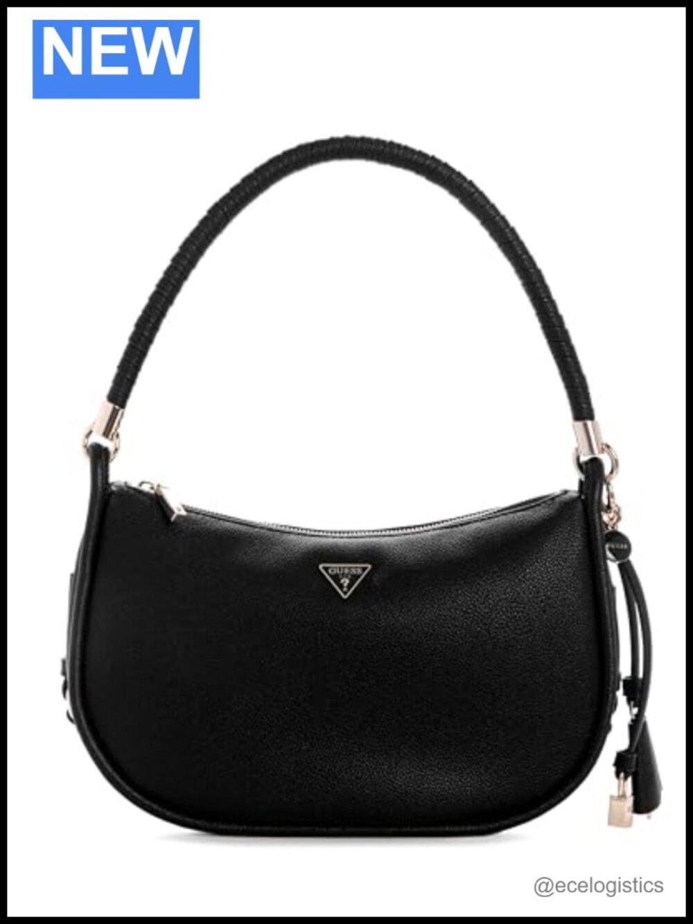 GUESS Danya Hobo Shoulder Bag Faux Leather Braided Strap Zip